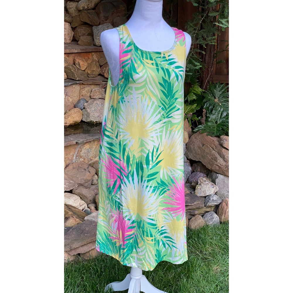Banana Boat Sundress Womens Size Medium NWT UPF 50+ Tropical Leaf Print BB827 - Picture 3 of 9